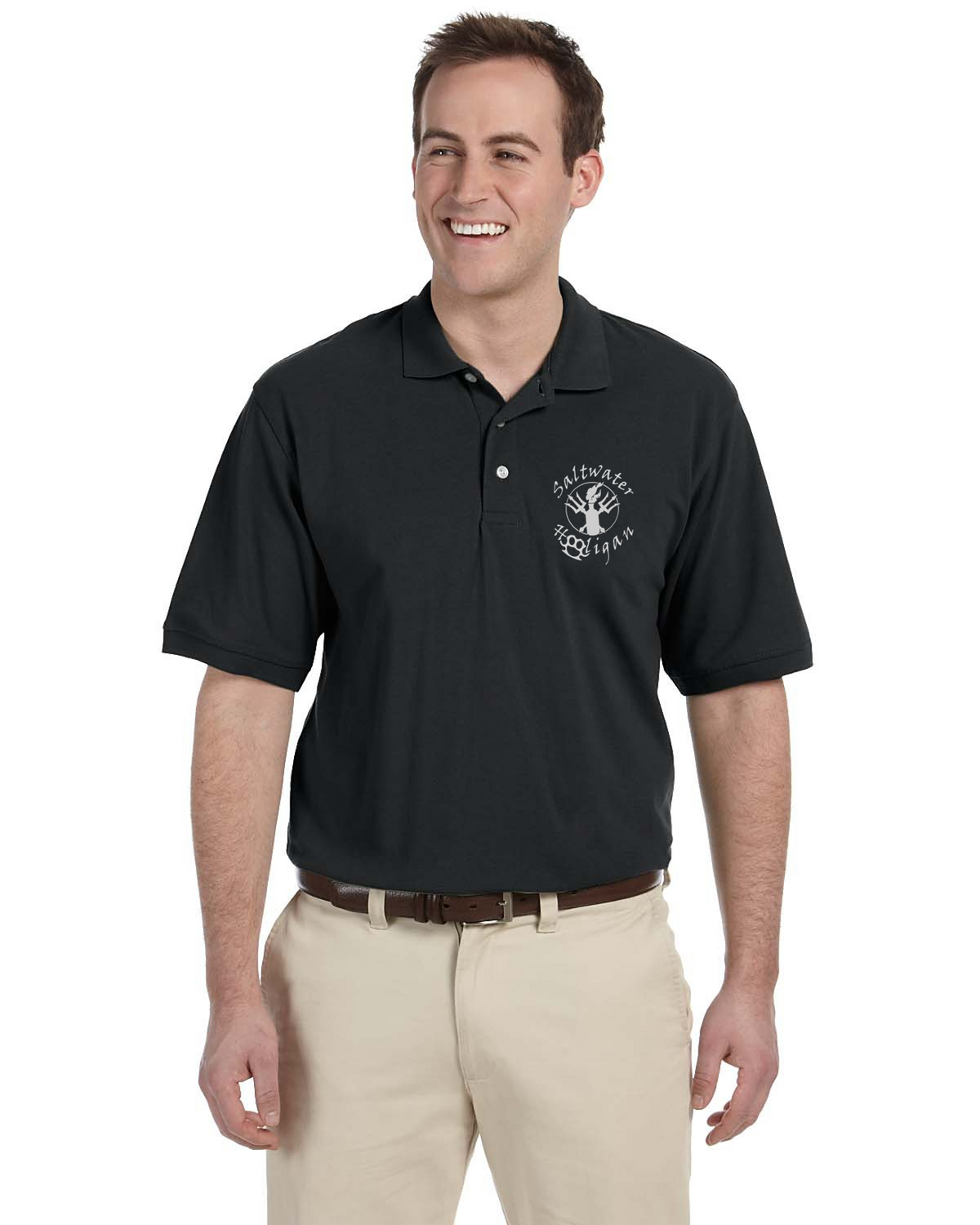 Saltwater Hooligan Cotton/poly blend polo with ROUND design